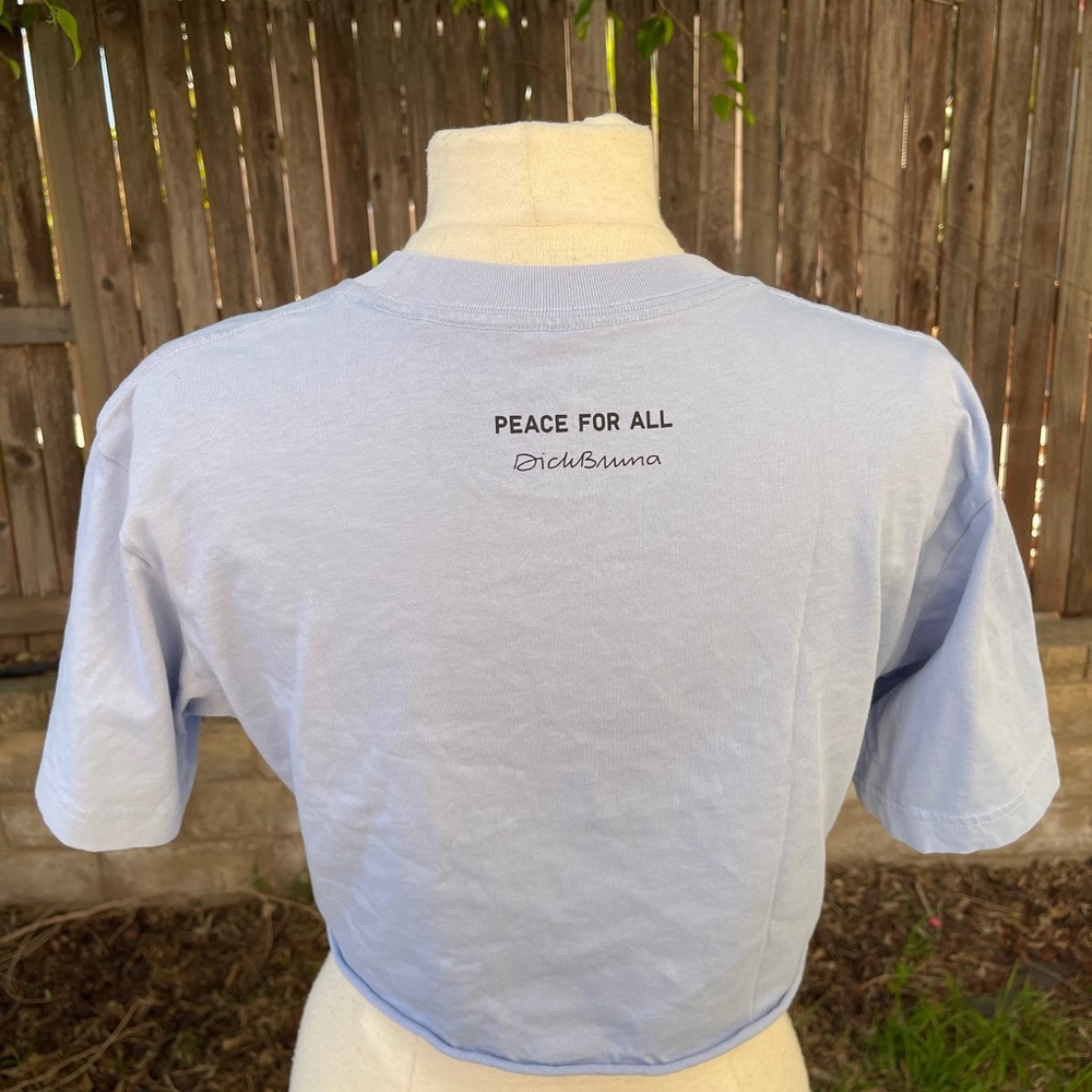 Uniqlo X Dick Bruna Peace for all Blue women’s tee cut cropped Bunny Print XS - Picture 2 of 7